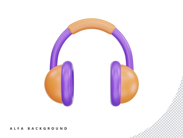 Auriculares con estilo minimalista de dibujos animados de icono de vector 3d