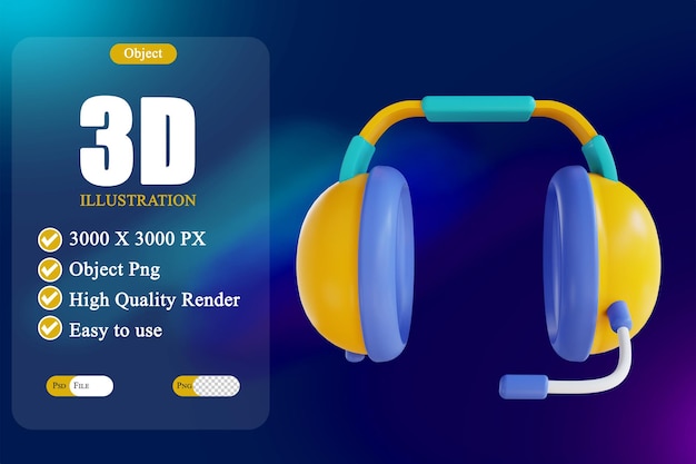 Auriculares de ilustración 3d 3