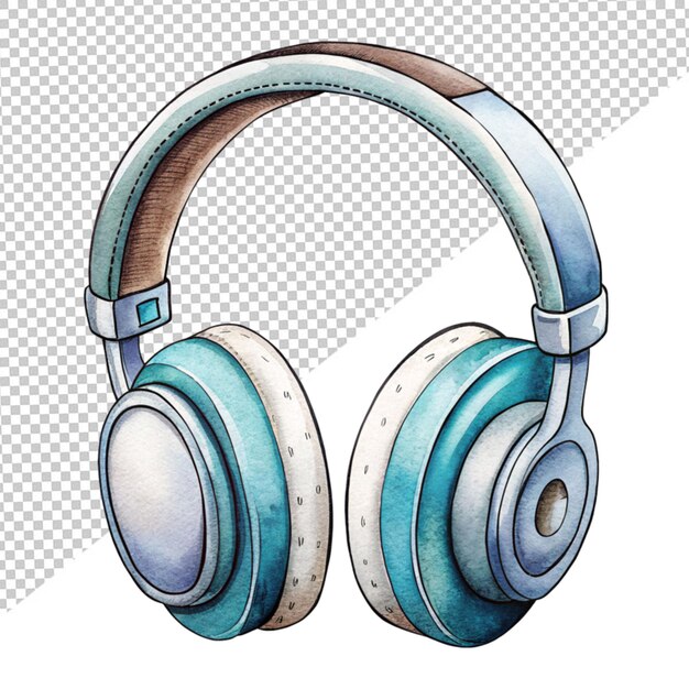 PSD auriculares de ilustración de dibujos animados en un fondo transparente