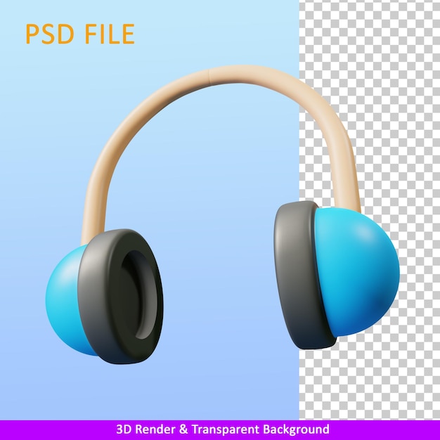 Auriculares de ilustración de render 3d