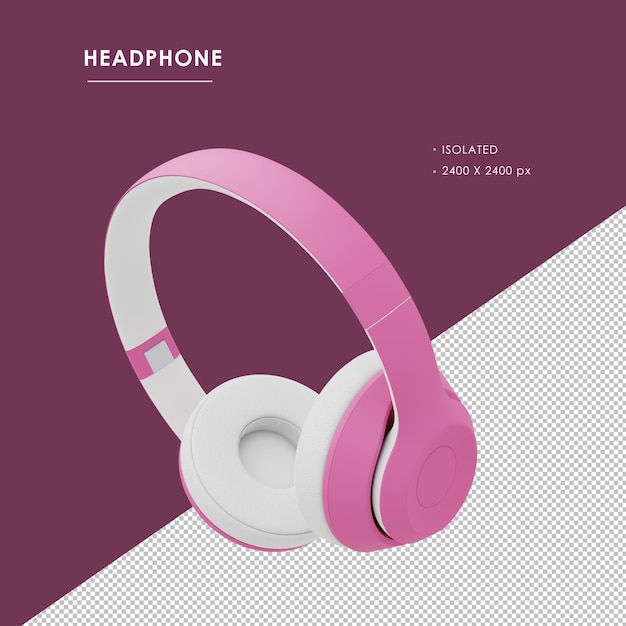 Auriculares inalámbricos rosa aislados desde la vista del ángulo superior izquierdo