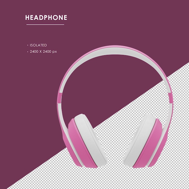 Auriculares inalámbricos rosa aislados desde la vista frontal
