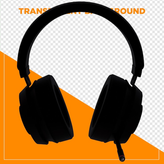 auriculares de juego de renderización 3D con fondo transparente