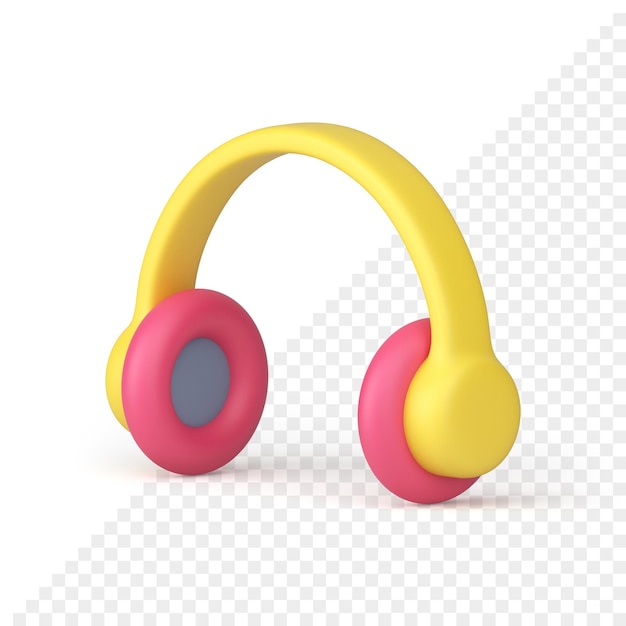 Auriculares de música icono 3d auriculares de audio amarillos y rosas