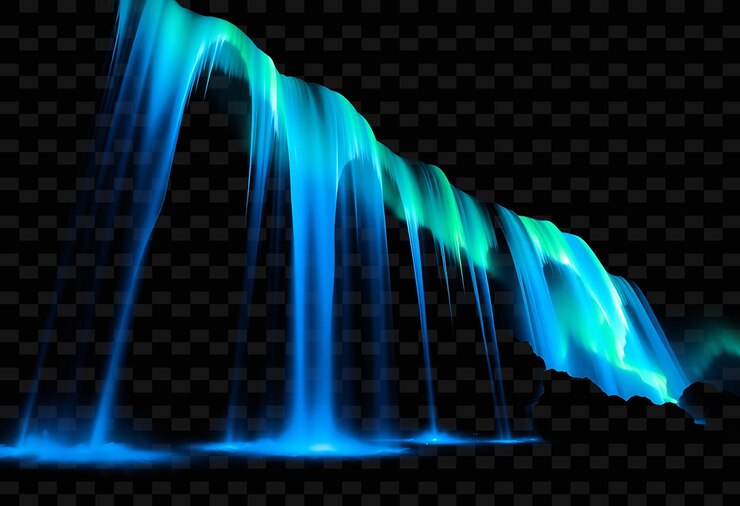 PSD aurora a cascata una cascata di luce che brilla costantemente profonda png texture luminose scintillanti