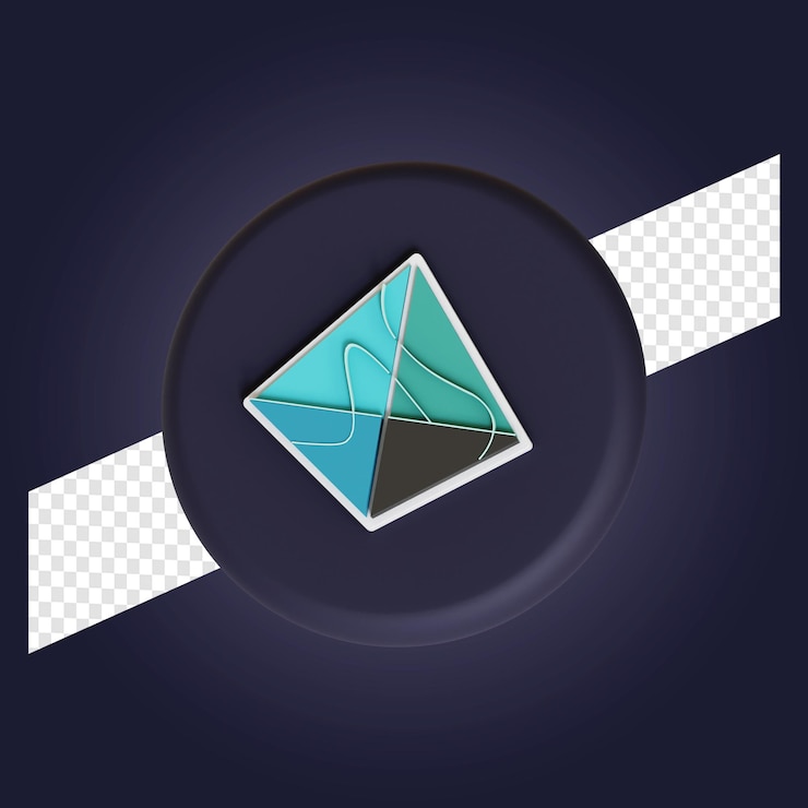 PSD aurora cryptocurrency símbolo logo 3d ilustración