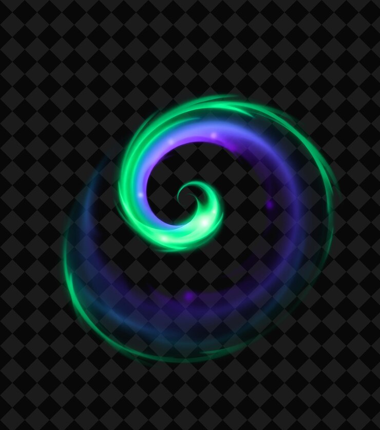 PSD aurora en espiral una formación en espiral retorcida de luz que brilla inspirada en el fondo de neón y2k