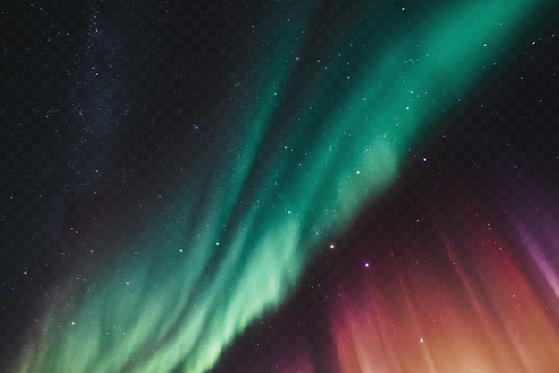 Aurora oder Nordlicht-Effekt isoliert auf durchsichtigem Hintergrund