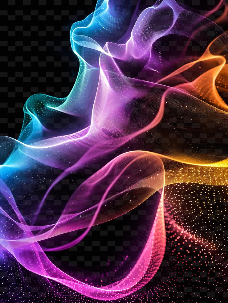 PSD aurora con olas danzantes luminescente colorida que evoca magia diseño de efectos de luz de neón png