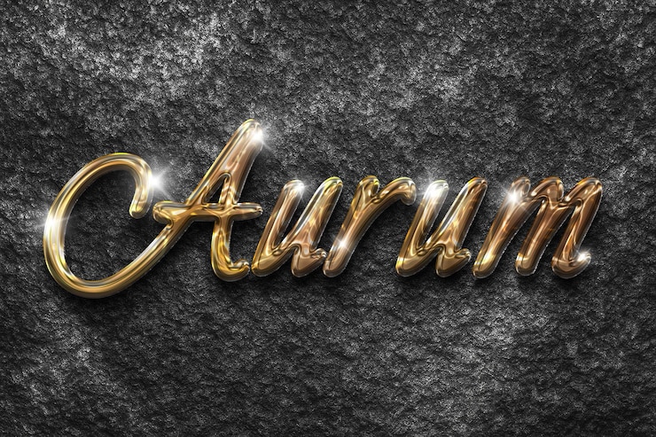 PSD aurum-goldener text auf einer steintextur