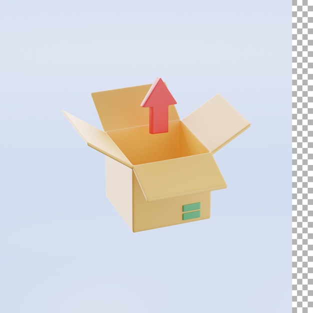 Aus Pfeil Und Box 3D-Symbol