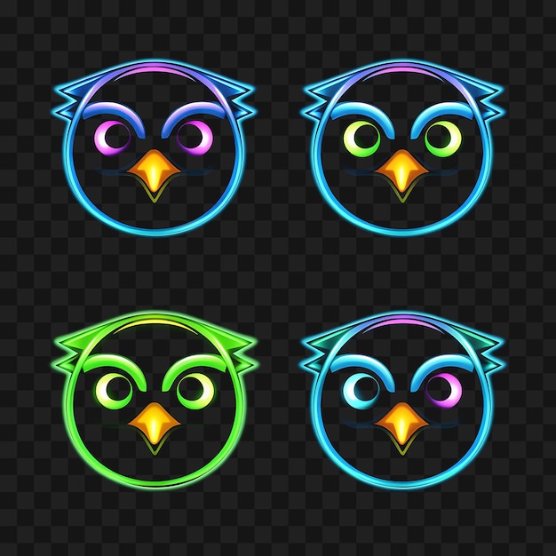 PSD ausdrucksfähige neon-emoji-aufkleber vielfältige emotionen und 4k 300pdi designs psd-datei clipart transparent