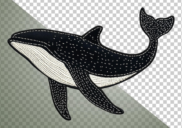Ausgeschnittenes schwarz-weißes Wal-Design aus Stock png