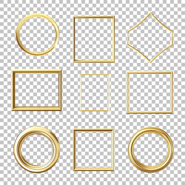 Ausgezeichneter goldener Rundrahmen mit dekorativen Details, isoliert auf durchsichtigem Hintergrund