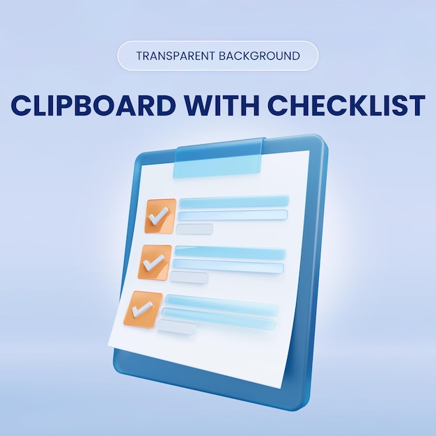 Ausnahmeliste mit Checkliste 3D-Rendering-Illustration