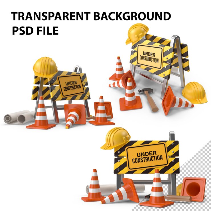 PSD ausrüstung für straßenschilder im bau png