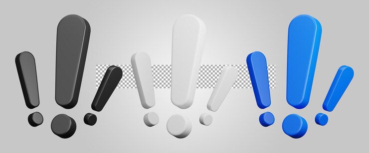 Ausrufezeichen. Warnung Vorsicht Vorsicht Symbol transparenter Hintergrund. 3D-Rendering