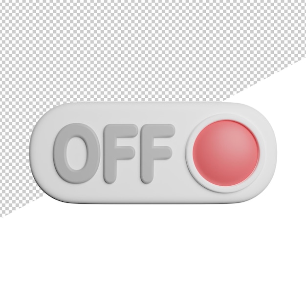 PSD ausschalten knopf vorderansicht 3d-rendering-symbol-darstellung auf transparentem hintergrund