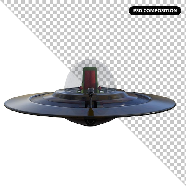 Außerirdisches UFO isolierte 3D-Darstellung