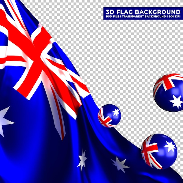 PSD australien-flaggenhintergrund mit kugelverzierung 3d