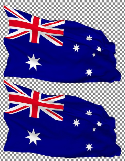 PSD australien-flaggenwellen isoliert in schlichter und holpriger textur mit transparentem hintergrund, 3d-rendering