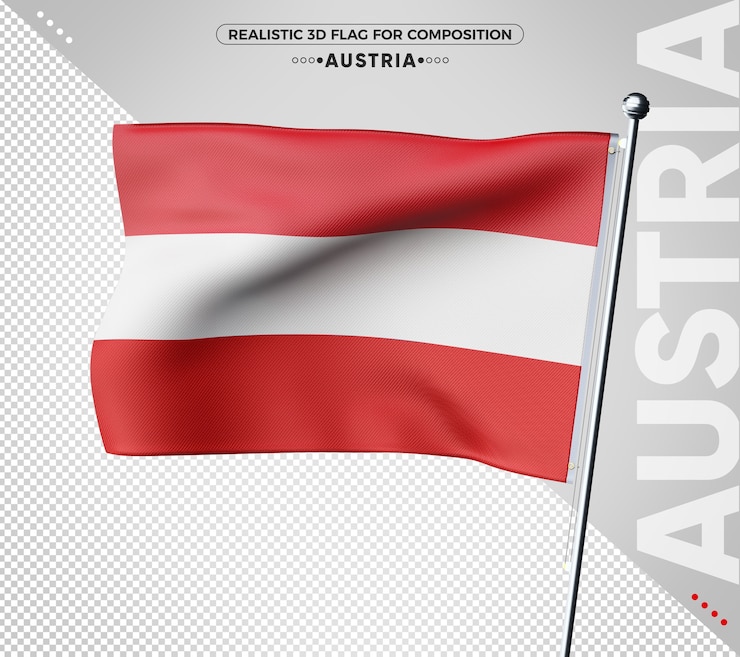 PSD austria 3d flag rendering isolated