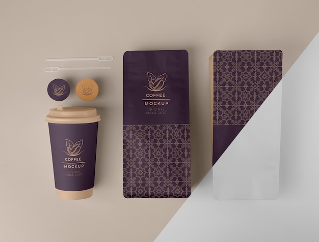 Auswahl an Coffeeshop-Elementen-Mock-up
