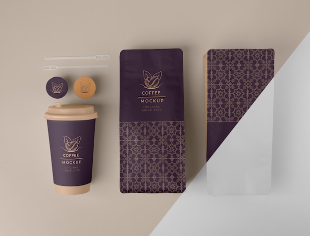 Auswahl an coffeeshop-elementen-mock-up