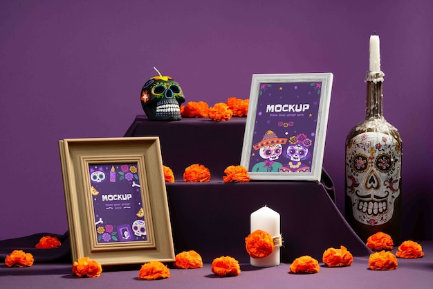 Autel avec des éléments de "día de muertos"