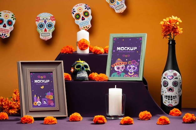 Autel avec des éléments de "día de muertos"