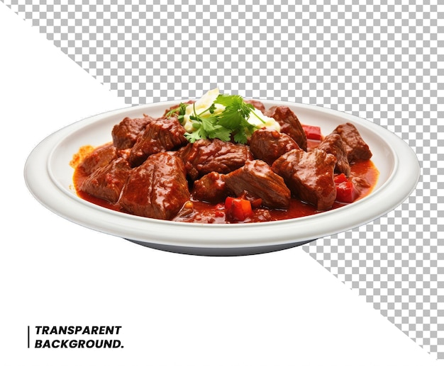 PSD auténtico plato rendang indonesio con fondo transparente