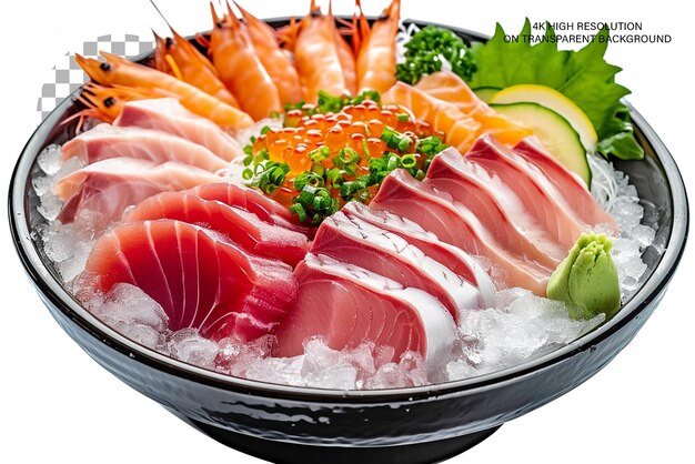 PSD authentique plateau de sashimi japonais sashimi frais élégamment disposé sur un fond transparent