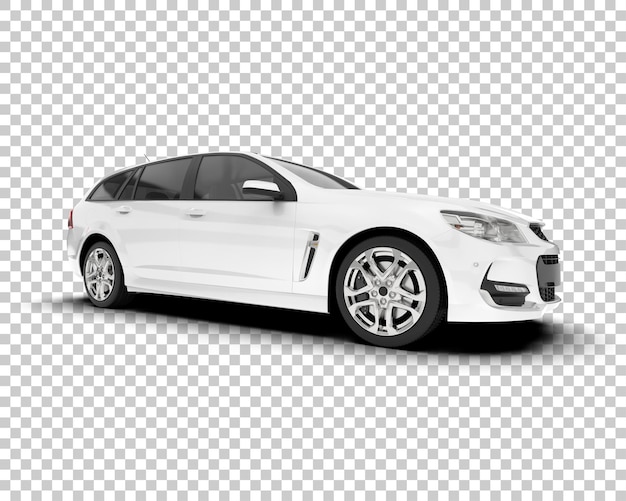 Auto cittadina bianca su sfondo trasparente illustrazione di rendering 3D