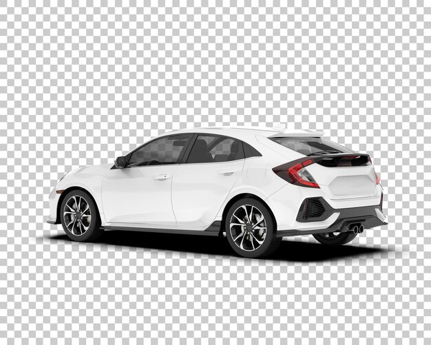 Auto cittadina bianca su sfondo trasparente illustrazione di rendering 3D