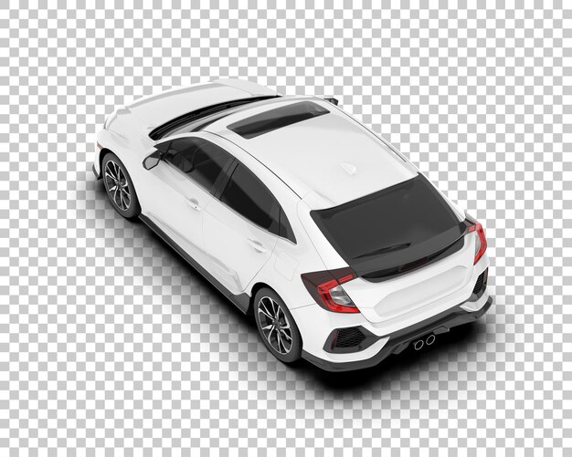 Auto cittadina bianca su sfondo trasparente illustrazione di rendering 3D