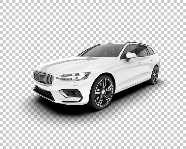 Auto cittadina bianca su sfondo trasparente illustrazione di rendering 3D