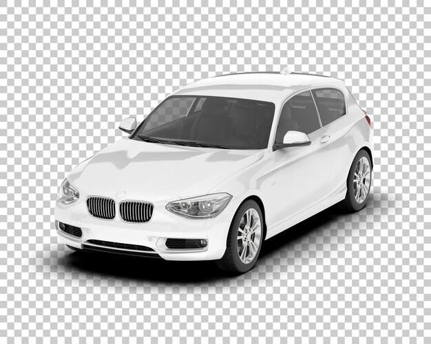 Auto cittadina bianca su sfondo trasparente illustrazione di rendering 3D