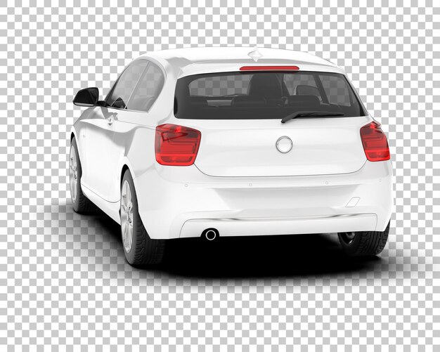 Auto cittadina bianca su sfondo trasparente illustrazione di rendering 3D