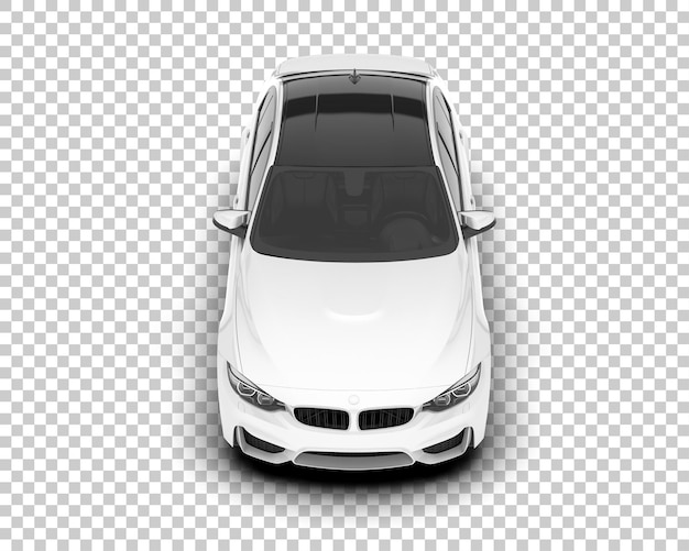 Auto cittadina bianca su sfondo trasparente illustrazione di rendering 3D