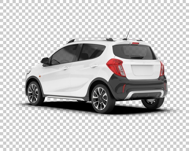 Auto cittadina bianca su sfondo trasparente illustrazione di rendering 3D