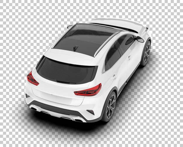 Auto cittadina bianca su sfondo trasparente illustrazione di rendering 3D