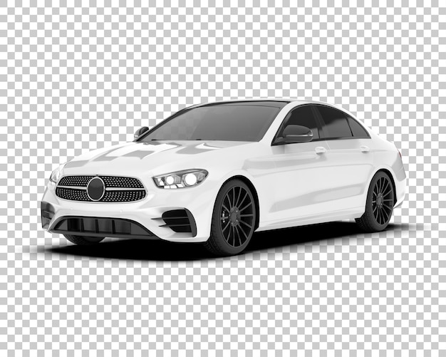 Auto cittadina bianca su sfondo trasparente illustrazione di rendering 3D