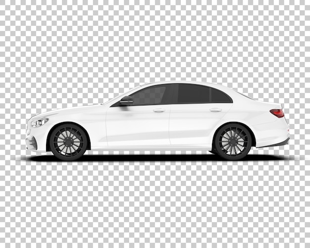 Auto cittadina bianca su sfondo trasparente illustrazione di rendering 3D