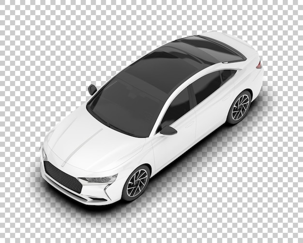 Auto cittadina bianca su sfondo trasparente illustrazione di rendering 3D
