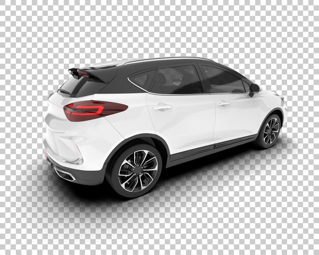 Auto cittadina bianca su sfondo trasparente illustrazione di rendering 3D