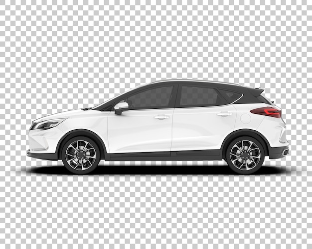 Auto cittadina bianca su sfondo trasparente illustrazione di rendering 3D