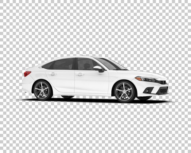 Auto cittadina bianca su sfondo trasparente illustrazione di rendering 3D