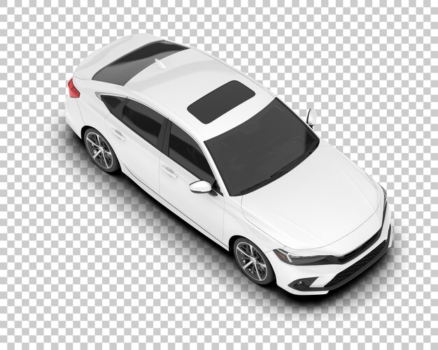 Auto cittadina bianca su sfondo trasparente illustrazione di rendering 3D