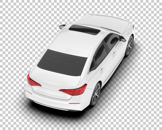 Auto cittadina bianca su sfondo trasparente illustrazione di rendering 3D