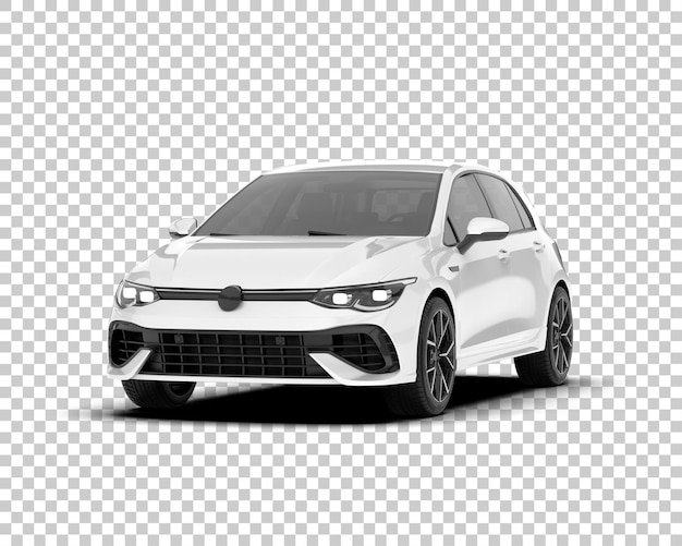 Auto cittadina bianca su sfondo trasparente illustrazione di rendering 3D